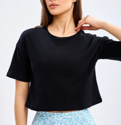 Кроп-топ Cozy Crop Tee (M, Basic Lux, Женский, Черный)