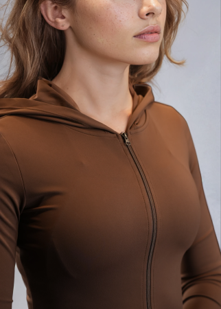 Рашгард на молнии Hood Jacket (S, Almond, Женский, Gonna Bee Summer)