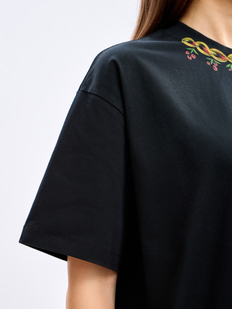 Футболка Хохлома Oversized (M, Унисекс, Black)