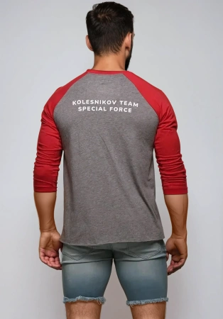 Мужской лонгслив KSFT text logo (XL, Kolesnikov Special Force Team, Унисекс, Красно-серый)