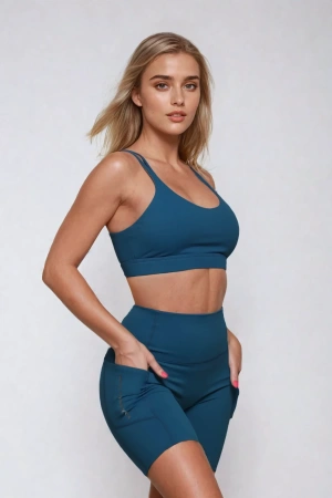 Топ спортивный The Exhale Sports Bra (L, Женский, Seaport)