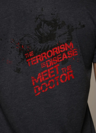 Мужская футболка The Terrorism is disease meet the doctor Red logo