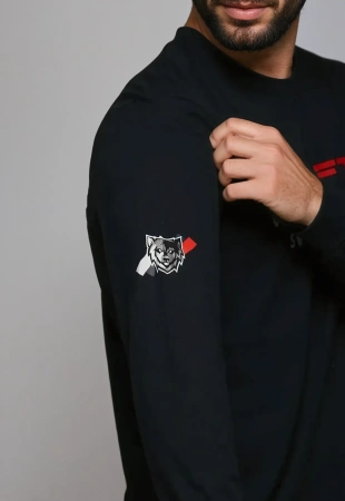 Мужской лонгслив KSFT text logo (L, Kolesnikov Special Force Team Patriot, Унисекс, Тёмно-синий)