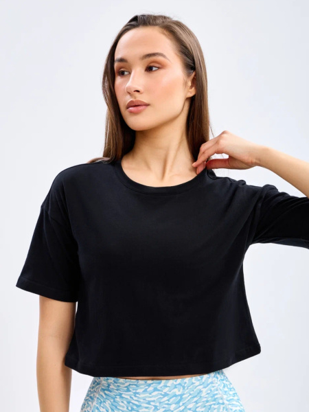 Кроп-топ Cozy Crop Tee (M, Черный, Basic Lux)