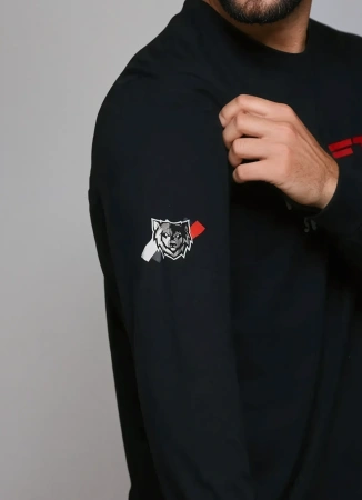 Мужской лонгслив KSFT text logo (XS, Kolesnikov Special Force Team Patriot, Унисекс, Тёмно-синий)