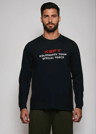 Мужской лонгслив KSFT text logo (XL, Kolesnikov Special Force Team, Унисекс, Темно синий)