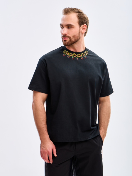 Футболка Хохлома Oversized (M, Унисекс, Black)