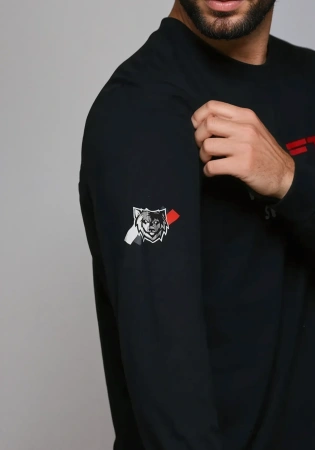 Мужской лонгслив KSFT text logo (XL, Kolesnikov Special Force Team, Унисекс, Темно синий)